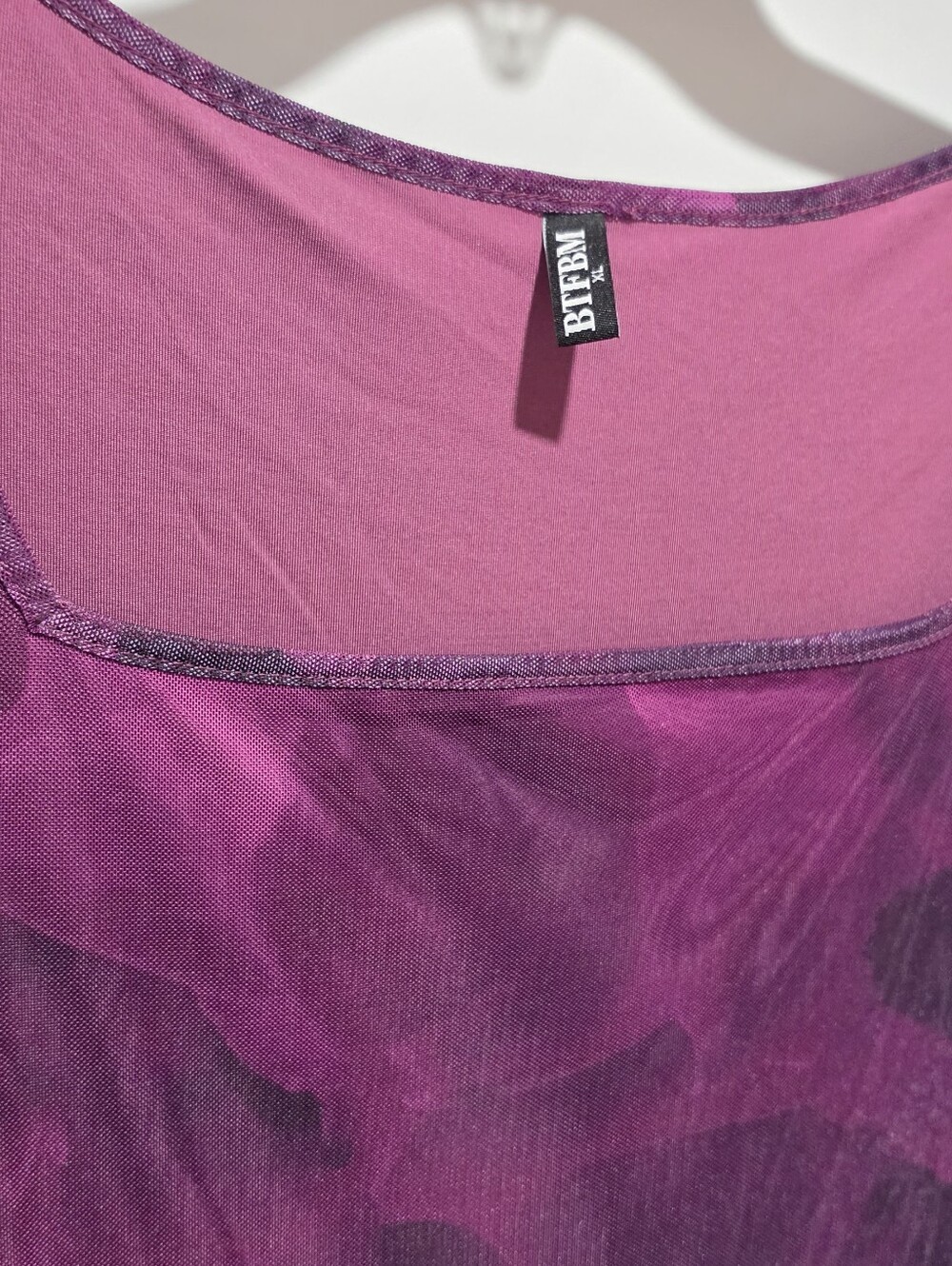 Women's Long Sleeve Purple Mesh Maxi Dress with Square Neck - Picture 6 of 6